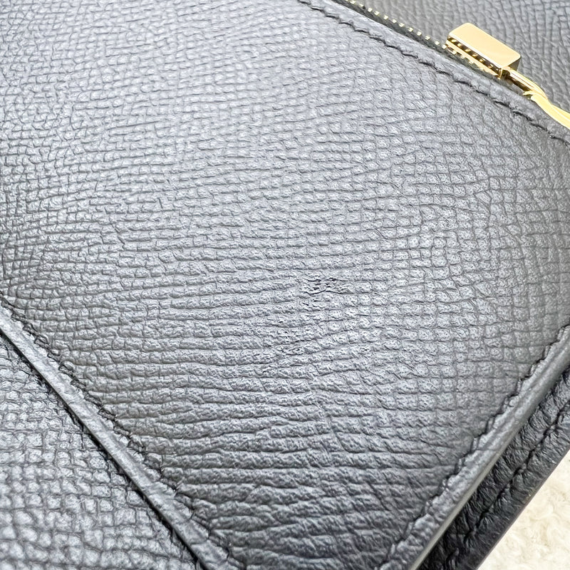 Hermes Portefeuille Kelly Depliant Wallet in Black Epsom Leather and GHW