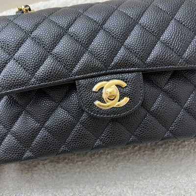 Chanel Small Classic Flap CF in Black Caviar and GHW (Model: A01113)