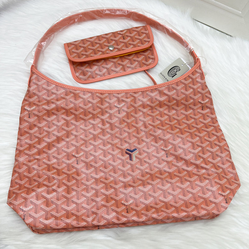 Goyard Boheme Hobo Bag in China Exclusive Limited Edition Coral Goyardine Canvas