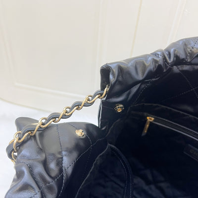 Chanel 22 Small Hobo Bag in Black Calfskin and AGHW