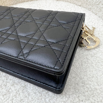 Dior Lady Dior Pouch / Wallet on Chain WOC in Black Cannage Lambskin and LGHW