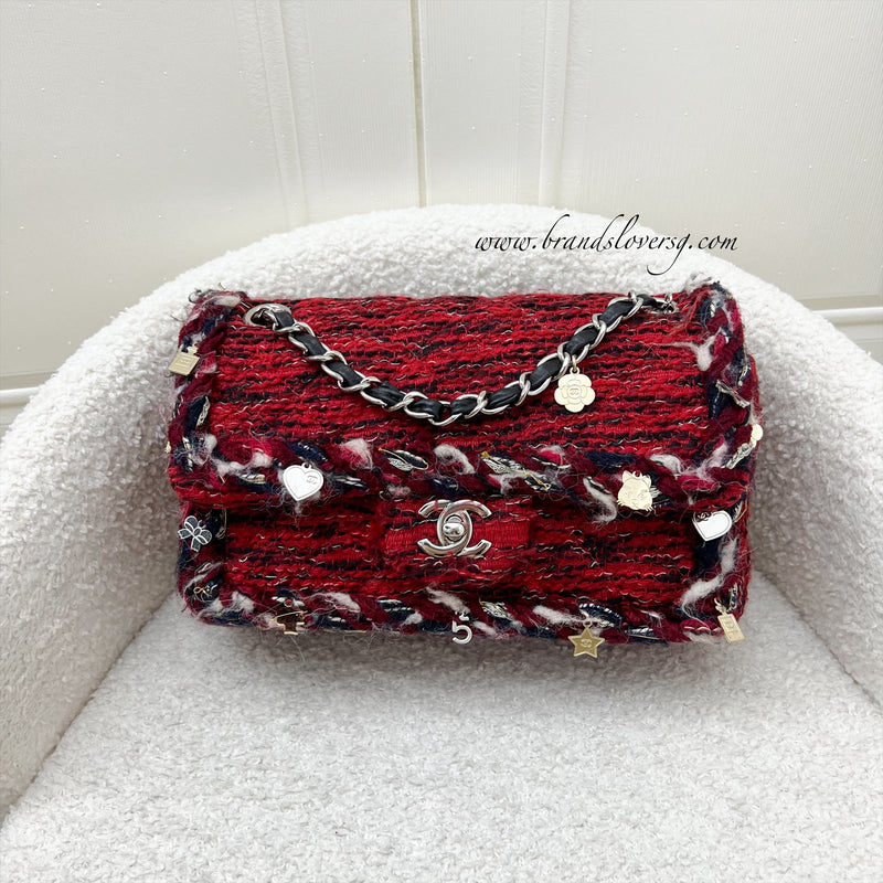 Chanel Small Classic Flap CF in Red Tweed and SHW