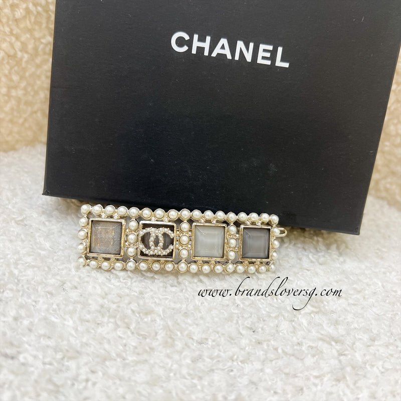 Chanel VIP Gift Hair Pin with Tiny Pearls and Square Crystals LGHW