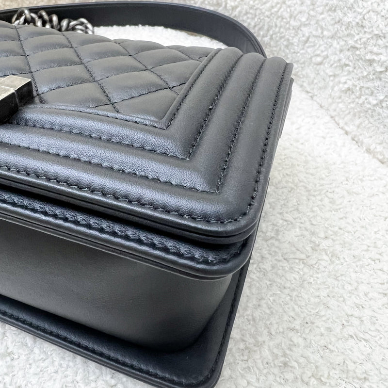 Chanel Small 20cm Boy Flap in Black Calfskin and RHW