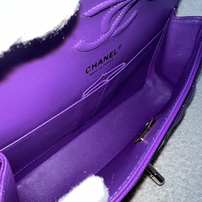 Chanel Small Classic Flap CF in 22A Dark Purple Caviar and LGHW