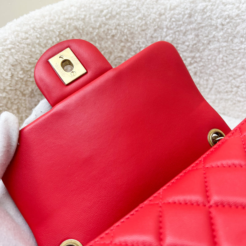 Chanel Pearl Crush Mini Square Flap in Red Lambskin and AGHW