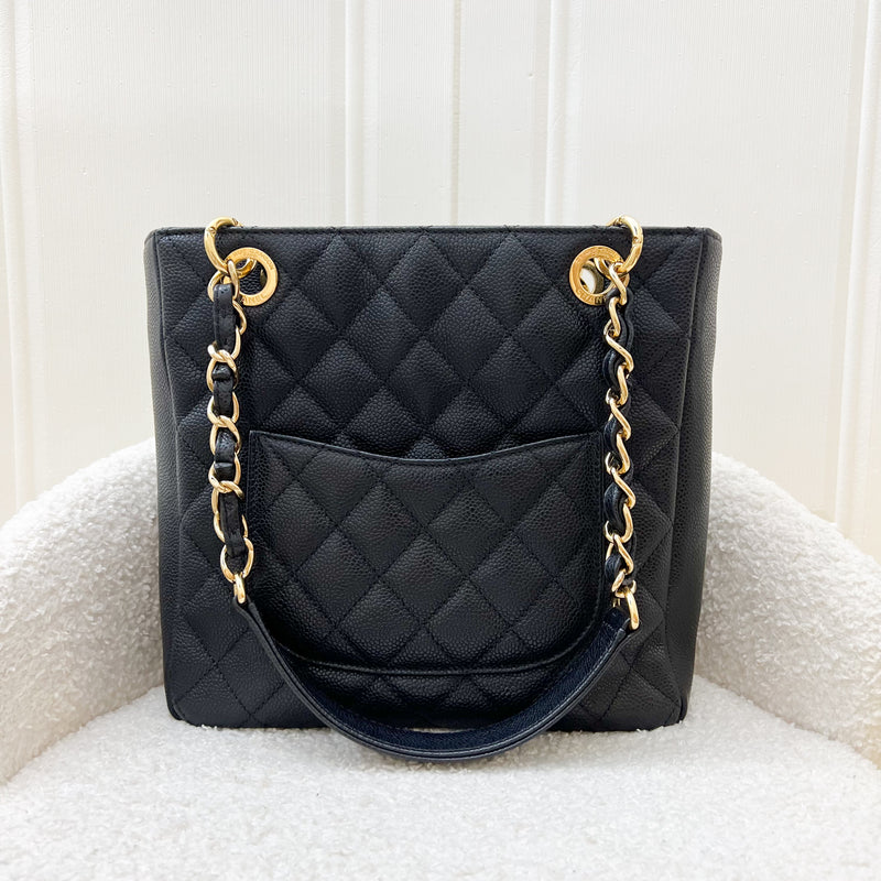 Chanel Petite Shopping Tote PST in Black Caviar and GHW