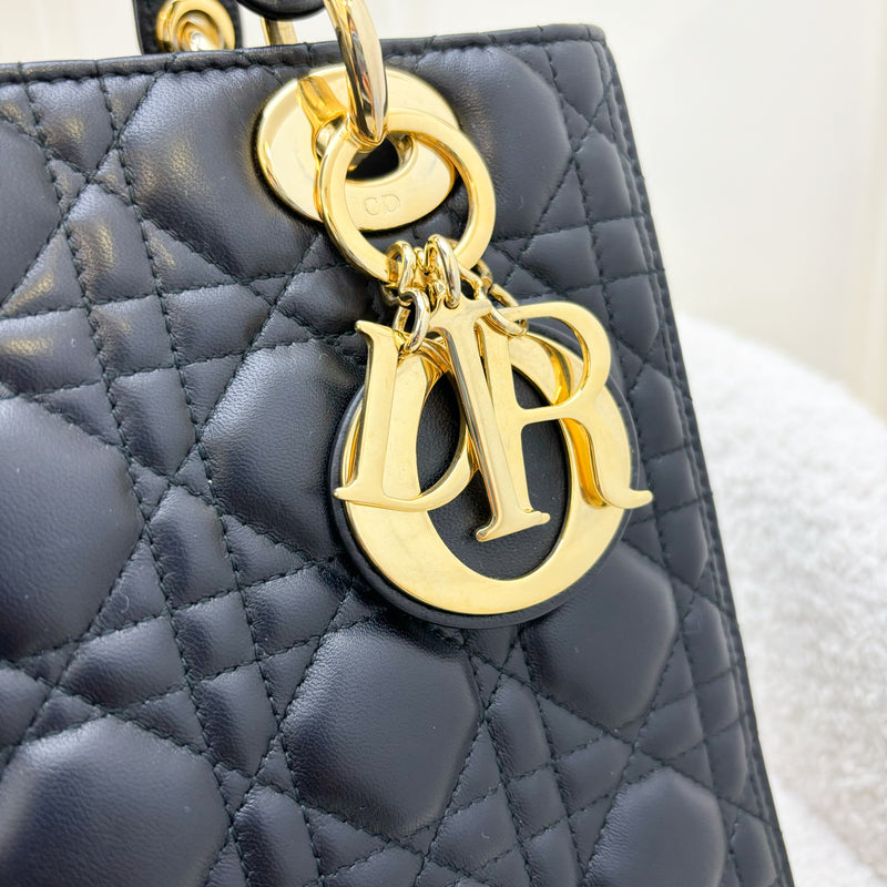 Dior Medium Lady Dior in Black Lambskin and GHW