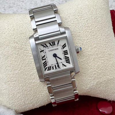 Cartier Small Tank Française Watch in Steel and Quartz Movement (wrist size about 15cm)