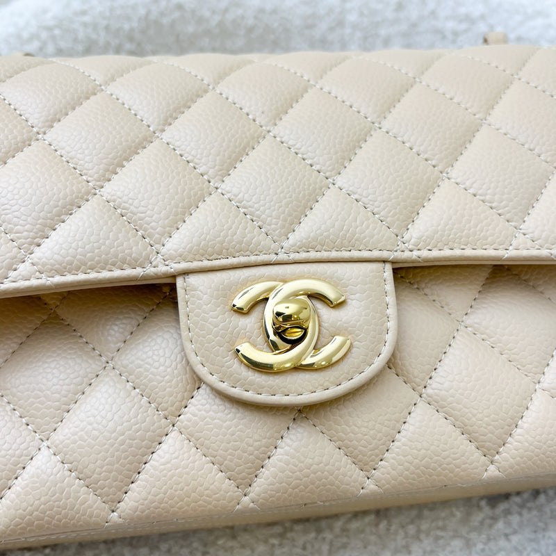 Chanel Medium Classic Flap CF in Beige Caviar and GHW