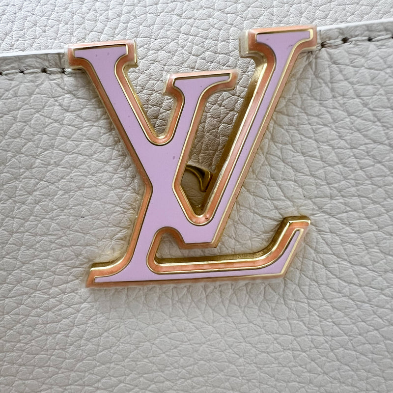 LV Capucines BB in Quartz (Cream) Calfskin, Pink and Cream Enamel and GHW