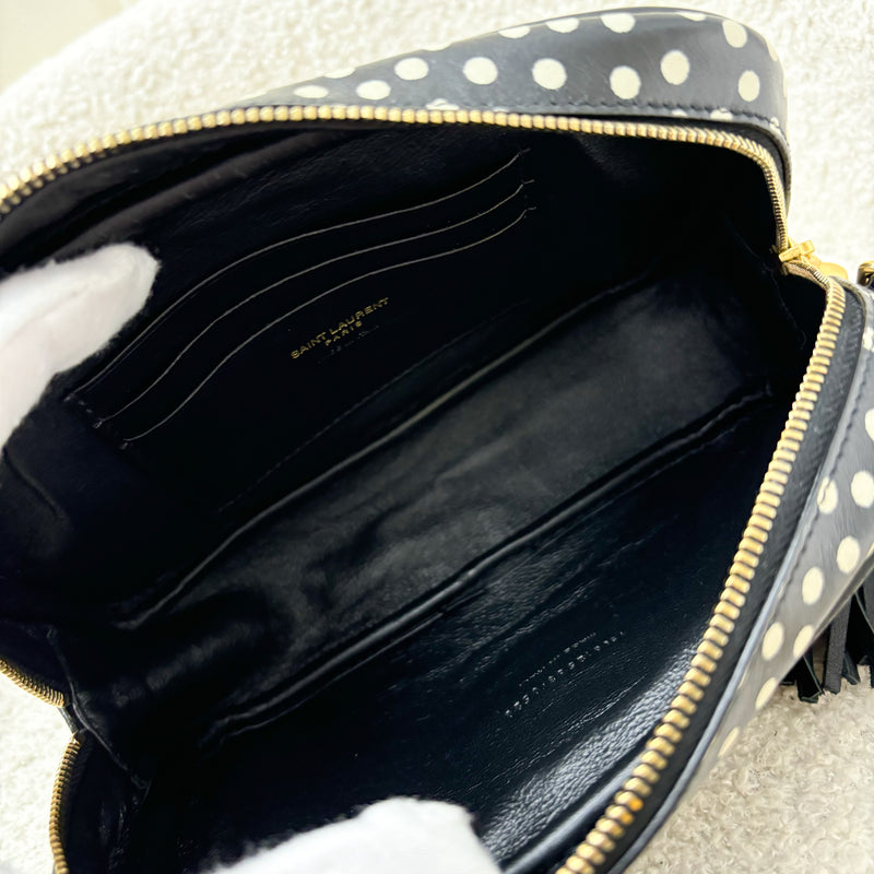 Saint Laurent YSL Lou Camera Bag in Mono Polka Dots Calf Leather and GHW