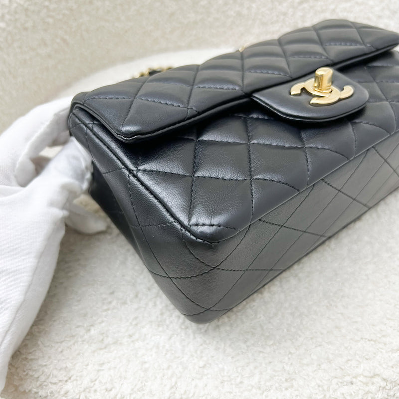 Chanel Classic Mini Rectangle Flap in Black Lambskin and LGHW