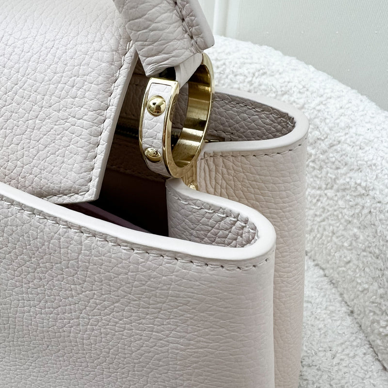 LV Capucines BB in Quartz (Cream) Calfskin, Pink and Cream Enamel and GHW