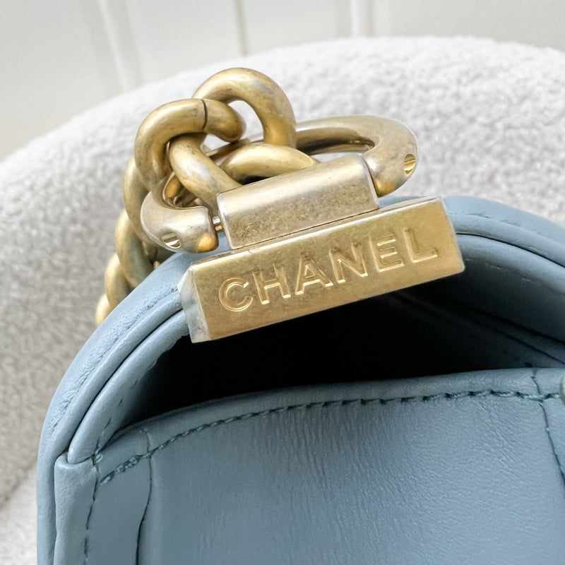 Chanel Small 20cm Boy Flap in Seafoam Lambskin and AGHW