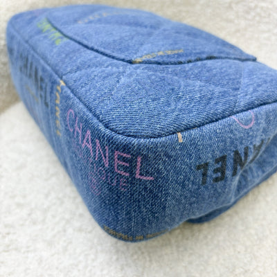 Chanel 22P Denim Mood Large Flap Bag in Blue Printed Denim and AGHW