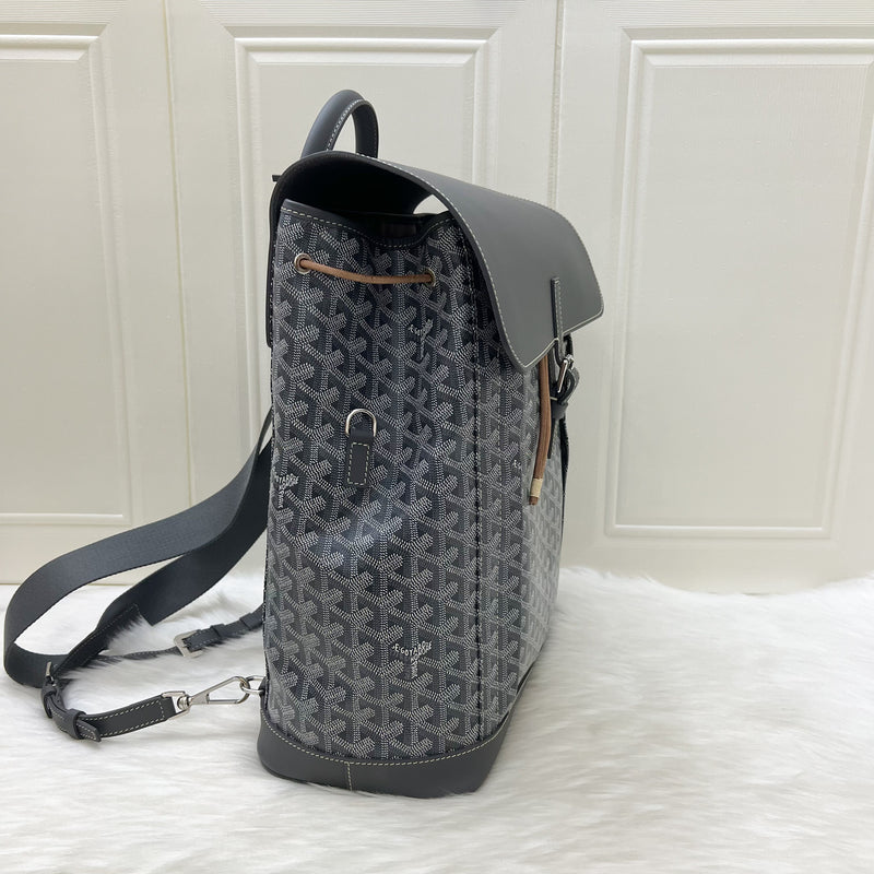 Goyard Alpin MM Backpack in Grey Goyardine Canvas and SHW