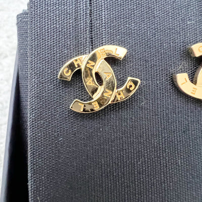 Chanel Paris Button CC Logo Earrings in Gold Tone HW