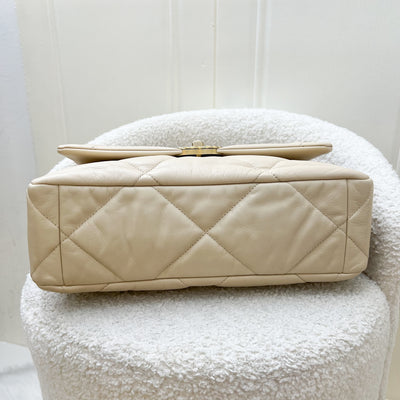 Chanel 19 Medium Flap in Light Beige Lambskin and 3-Tone Hardware