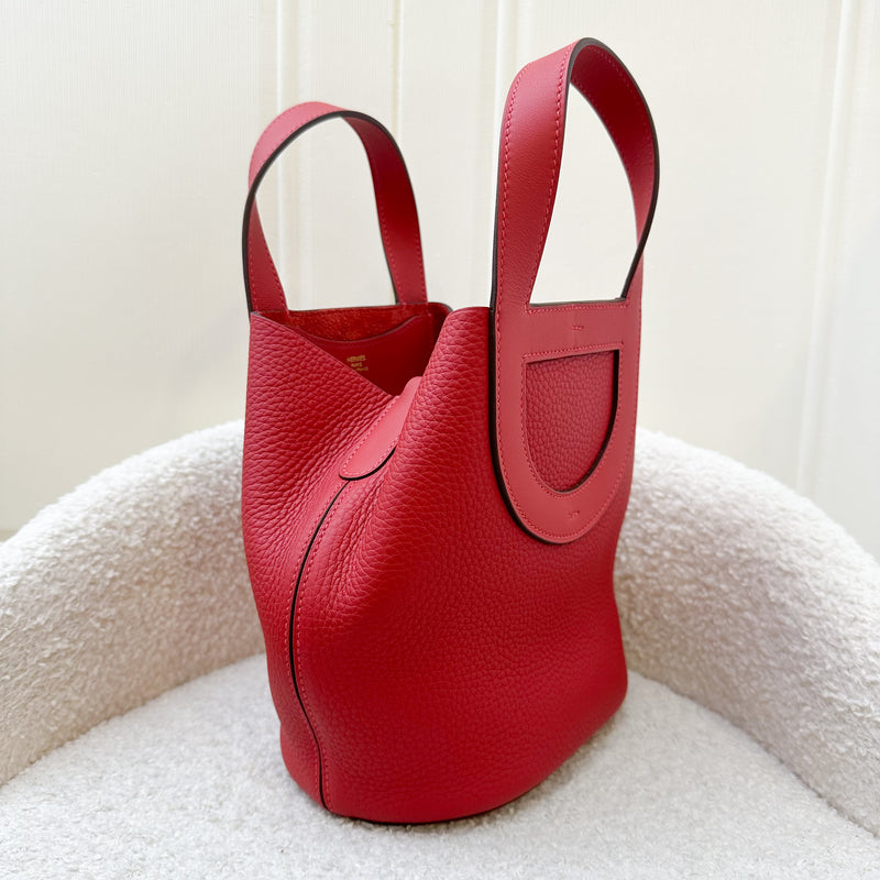 Hermes In The Loop 18 Bag in Vermillon Red Clemence / Swift Leather and GHW