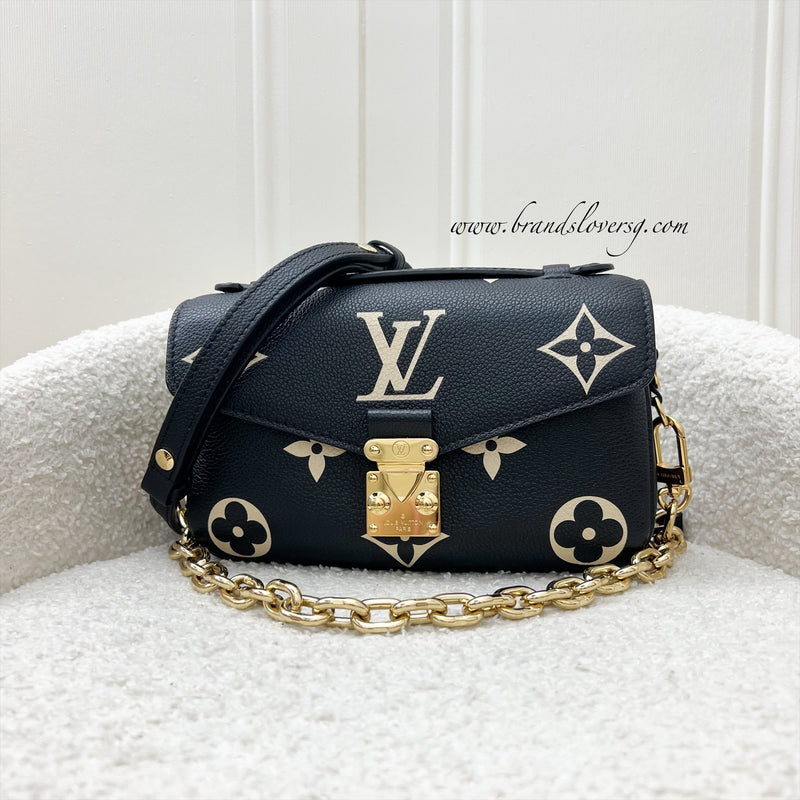 LV Pochette Metis East West in Black and Creme Giant Monogram Empreinte Leather and GHW