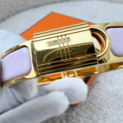 Hermes Clic Cadenas Bracelet in Rose Dragee Enamel Sz PM