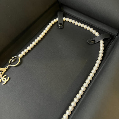 Chanel 24C Chain Waist Belt with Pearls and CC Logo in GHW