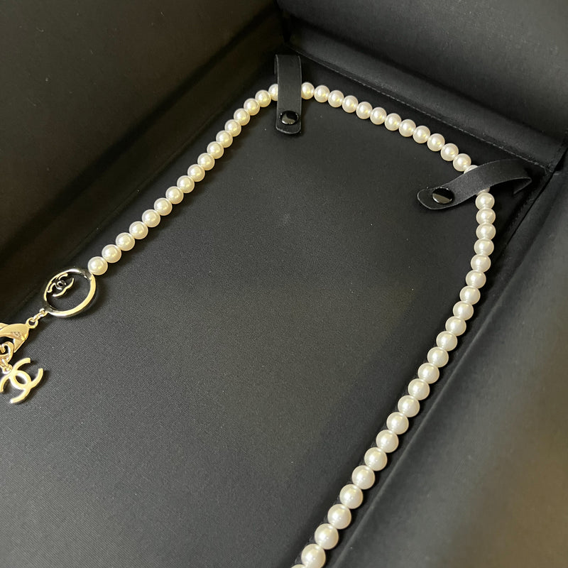 Chanel 24C Chain Waist Belt with Pearls and CC Logo in GHW