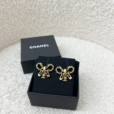 Chanel 22A Ribbon Earrings in AGHW