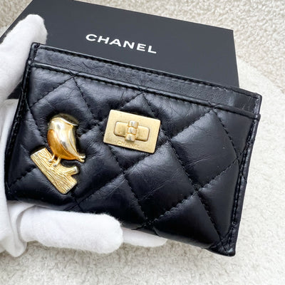 Chanel Limited Edtion Flat Cardholder in Black Calfskin With Charms AGHW