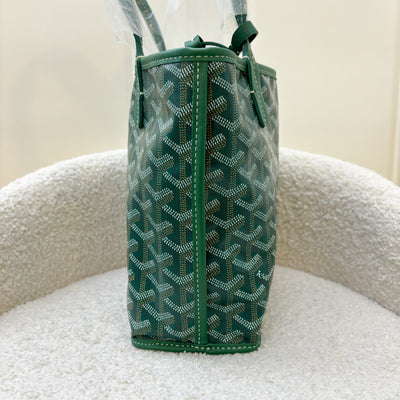 Goyard Mini Anjou Tote Bag in Classic Green Canvas and Leather