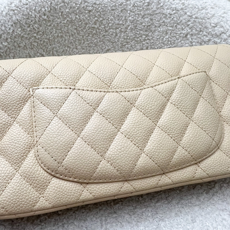 Chanel East West Flap Bag in Beige Caviar and SHW