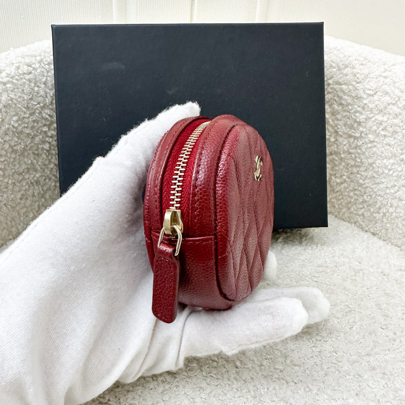 Chanel Round Coin Purse in Burgundy Caviar and LGHW