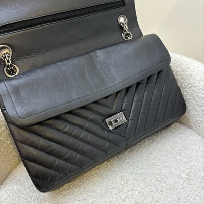 Chanel 2.55 Reissue 226 Flap in Chevron Black Distressed Leather and RHW