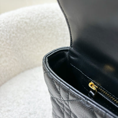 Dior Small Caro Flap Bag in Black Grained Calfskin and GHW