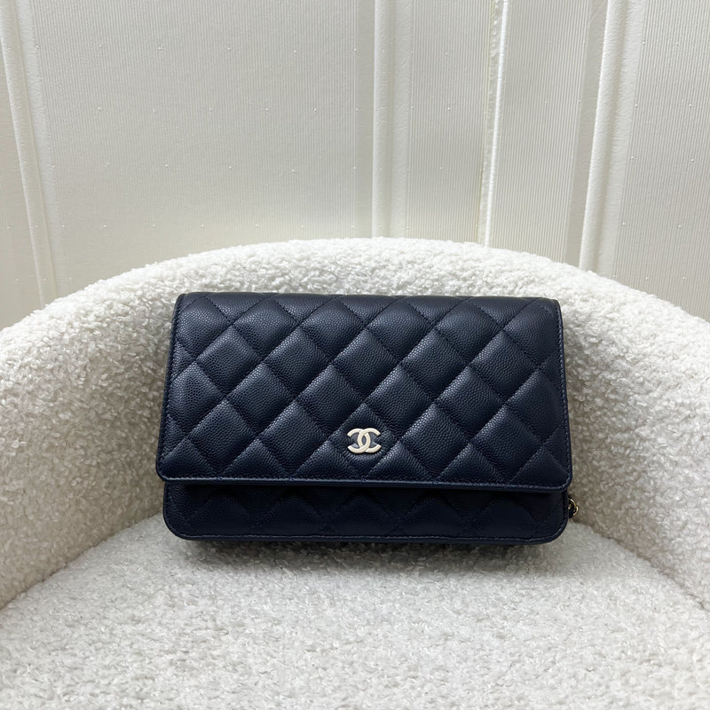 Chanel Classic Wallet on Chain WOC in Navy Blue Caviar and LGHW