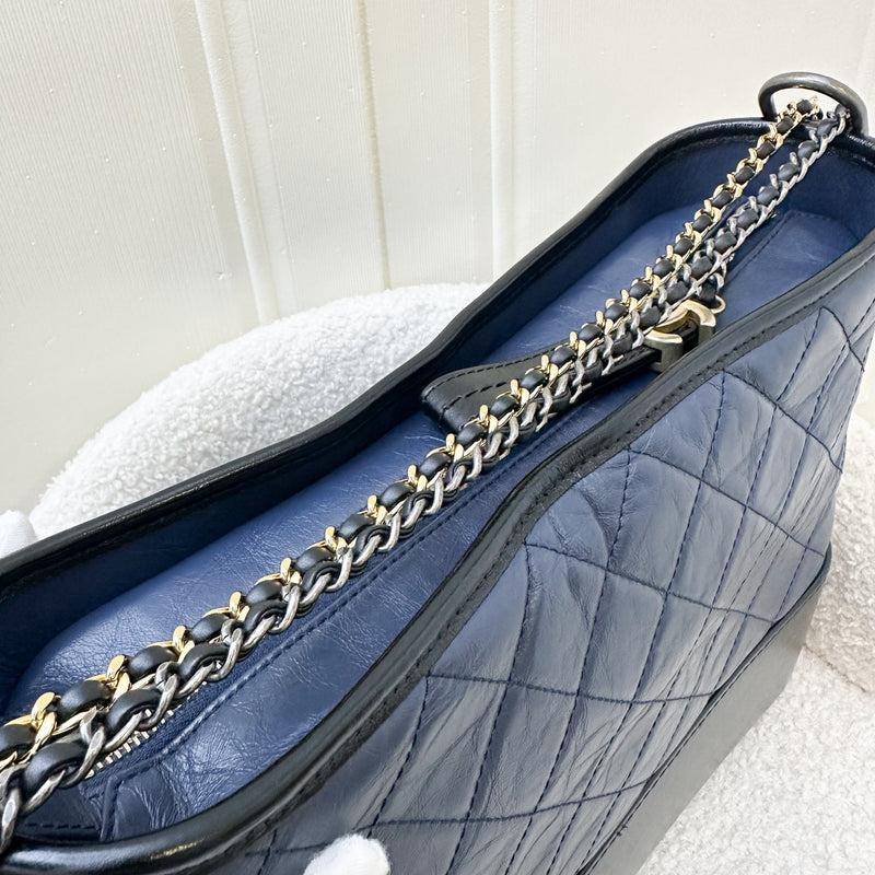 Chanel Medium (New Large) Gabrielle in Navy Distressed Leather and 3-Tone HW