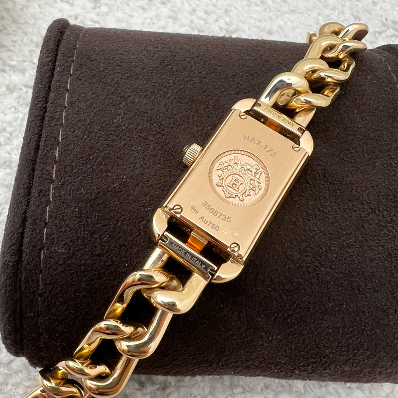 Hermes Nantucket SM Diamond-set Rose Gold Watch with 18K Rose Gold Bracelet