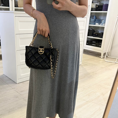 Chanel 22B Small Hobo Bag in Black Lambskin and LGHW