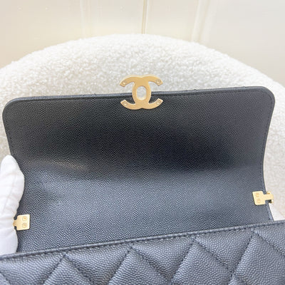 Chanel 23S Small / Mini Flap Bag with Top Handle in Black Caviar and AGHW