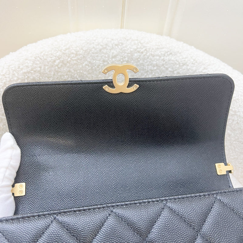 Chanel 23S Small / Mini Flap Bag with Top Handle in Black Caviar and AGHW