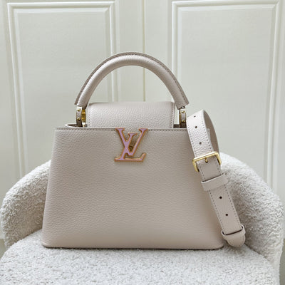 LV Capucines BB in Quartz (Cream) Calfskin, Pink and Cream Enamel and GHW