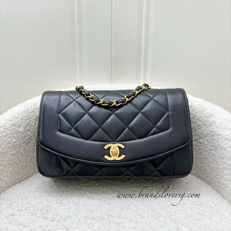 Chanel Small 22cm Diana Flap in Black Lambskin and 24K GHW