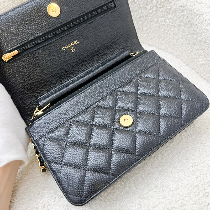 Chanel Classic Wallet on Chain WOC in Black Caviar and GHW