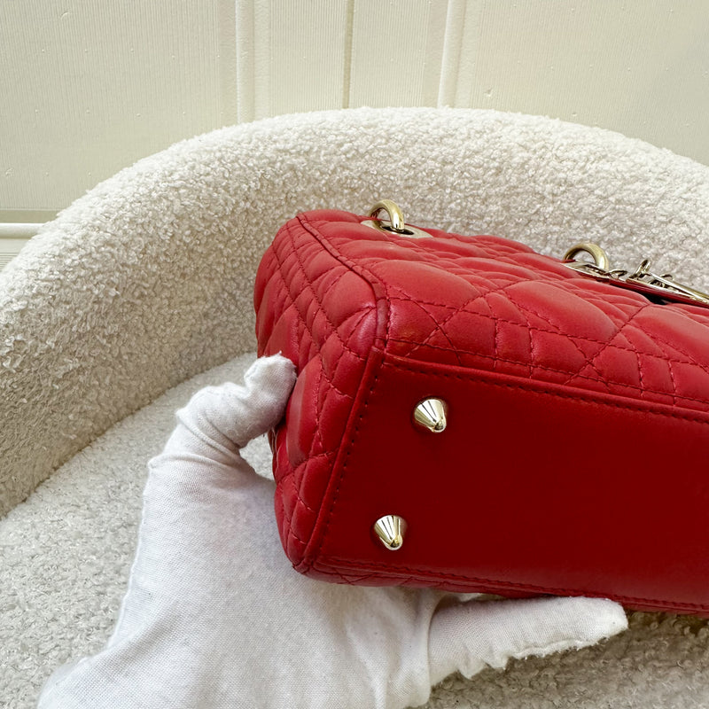 Dior Small MyLadyDior Lady Dior in Red Lambskin and LGHW