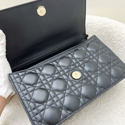 Dior My Dior Top Handle Bag in Black Cannage Lambskin and GHW