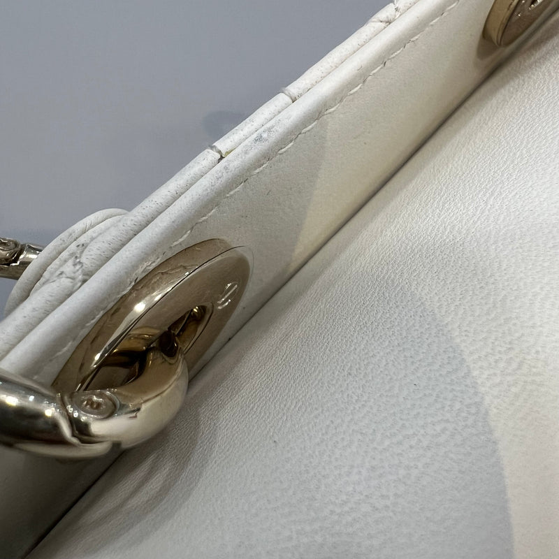 Dior Micro Lady D-Joy Bag in White Cannage Lambskin and LGHW