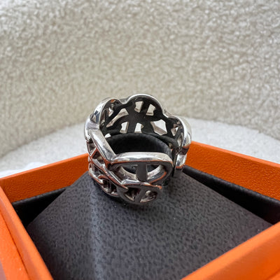 Hermes Chaine d'ancre Enchainee Ring in Silver Size 54