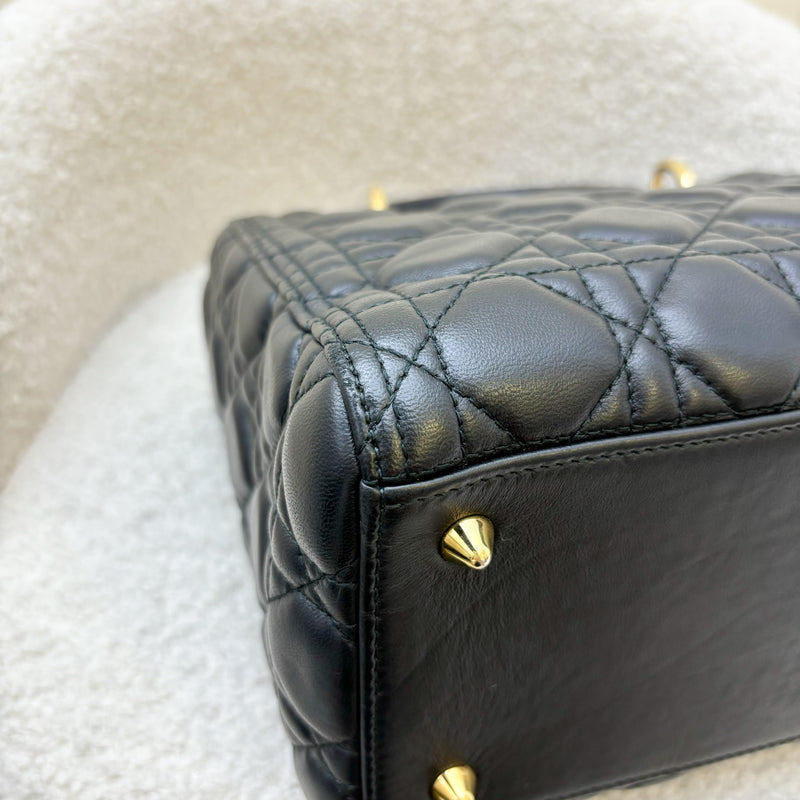 Dior Medium Lady Dior in Black Lambskin and GHW (New Version with Adjustable Strap)