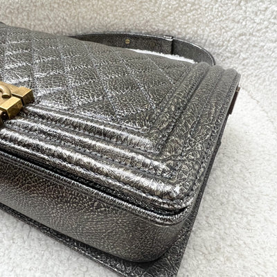 Chanel Medium 25cm Boy Flap in Metallic Crinkled Calfskin and RHW